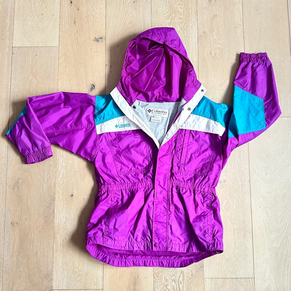 Vintage 90s purple teal Columbia Sportswear Company windbreaker youth 14/16